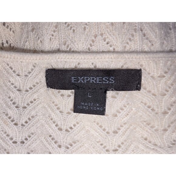 Express Cream Knit Sweater For Women L Wool Angora - Picture 4 of 7